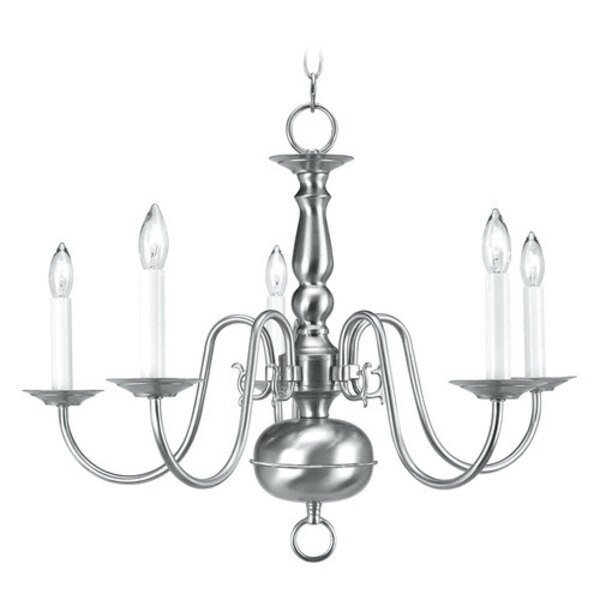 Williamsburgh 5 Light Brushed Nickel Cha, LIVEX LIGHTING, Mfr# 5005-91